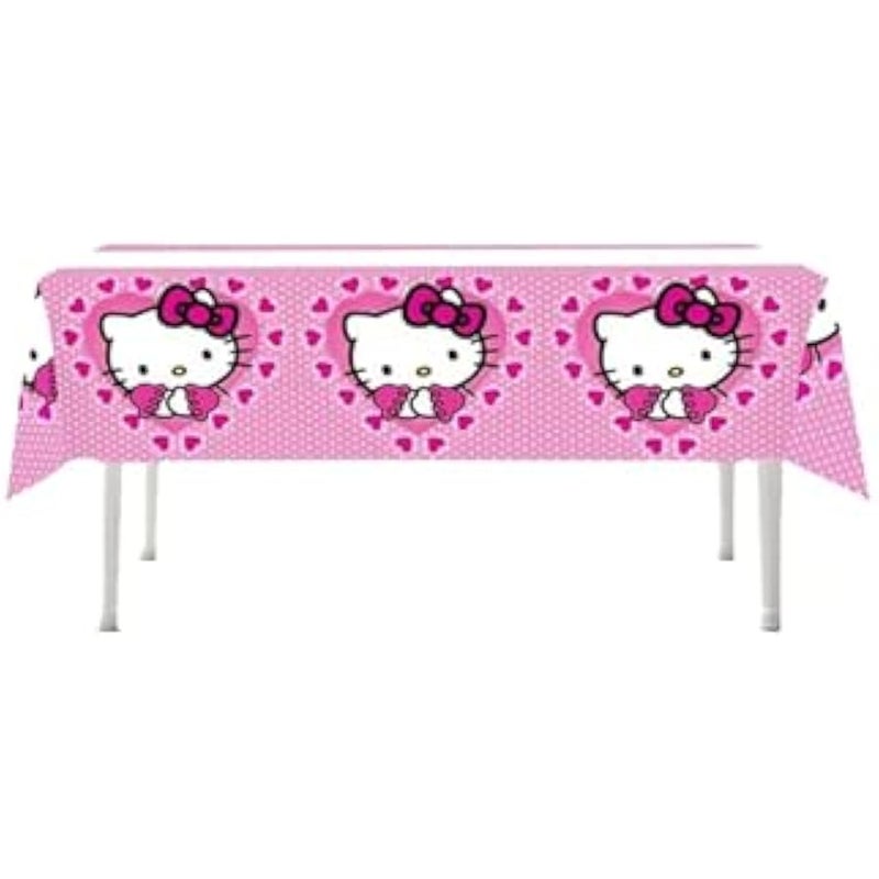 41 pcs Pink Cat Party Decoration Hello Cat Pink Kite Including 1pc Tablecover 20 pcs 7 inches Plates and 20 pcs 6.5 inches Napkins Cat Theme Birthday Party Decoration Favor Sets (Rainbow 41) - Image 2